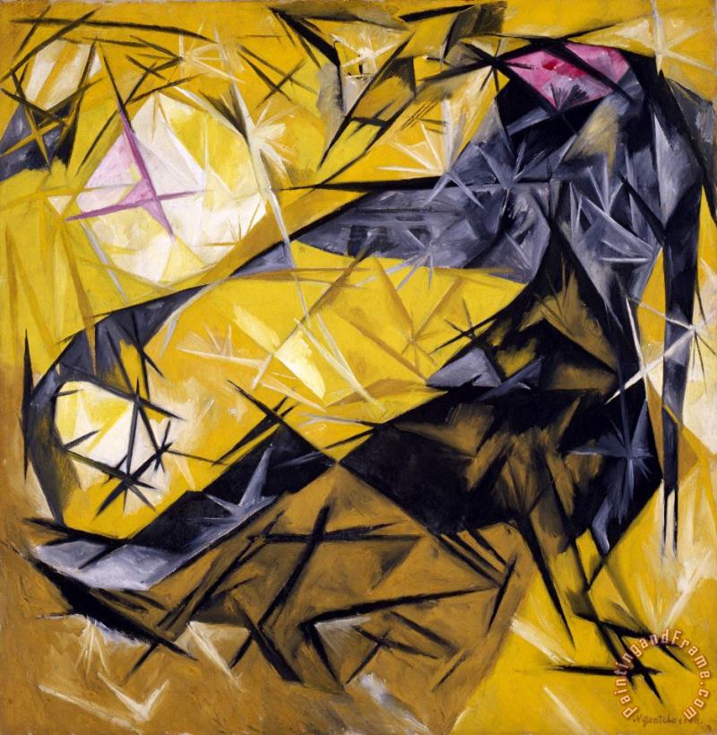 Natalia Goncharova Cats (rayist Percep.[tion] in Rose, Black, And Yellow) (koshki [luchistoe Vospr.{iiatie} Rozovoe, Chernoe I Zheltoe]) Art Painting